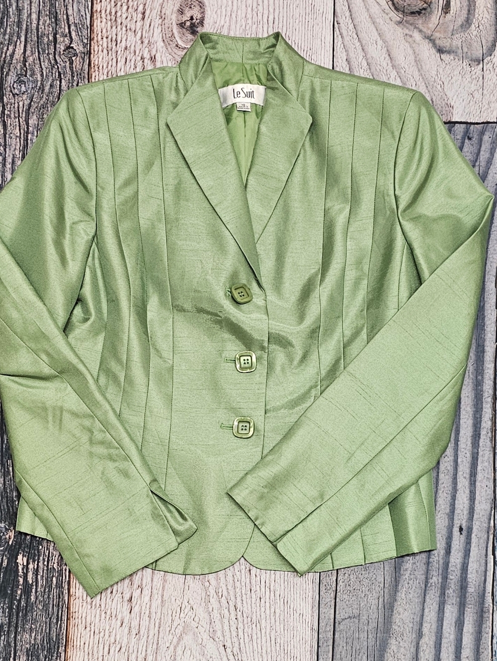 Le Suit Skirt Suit Set Lined Women's Size 10 Lime Green Academia Preppy - Picture 3 of 10